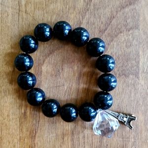 Parisian Style Black Beaded Stretch Bracelet